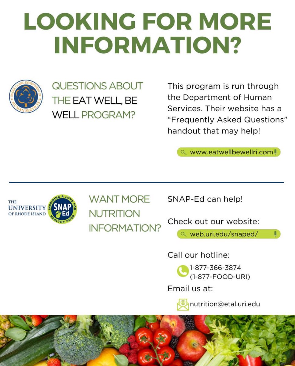 💭Have you heard of the NEW Eat Well, Be Well incentive program? 

💰Earn money back on your EBT card for purchasing fresh fruits and vegetables. 

✅ For those currently on SNAP, you’re already enrolled!