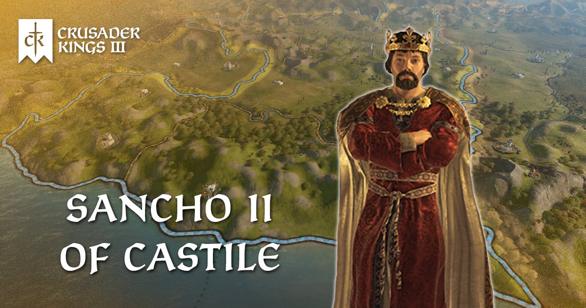 #GuesstheCharacter - Solution It was I, Sancho II of Castile! My lands were passed down to me by my father Ferdinand I. There were many conflicts between my brothers and I over land, which lead to my assassination in 1072. Start a new #CK3 game in 1066 to play as Sancho II!