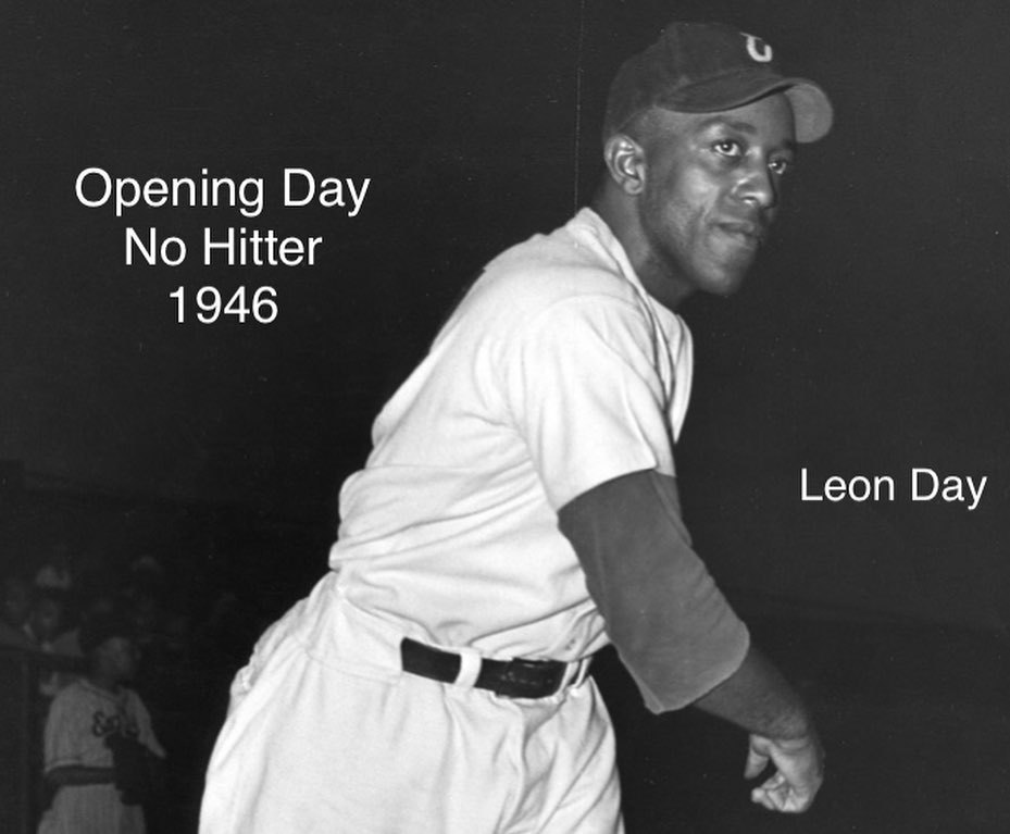 Bob Feller threw an Opening Day No-Hitter for Cleveland in 1940, but he's not the only pitcher to throw a No-Hitter on Opening Day. Leon Day tossed a No-Hitter for the Newark Eagles in 1946 in his first game back after serving in WWII. #openingday #nohitter