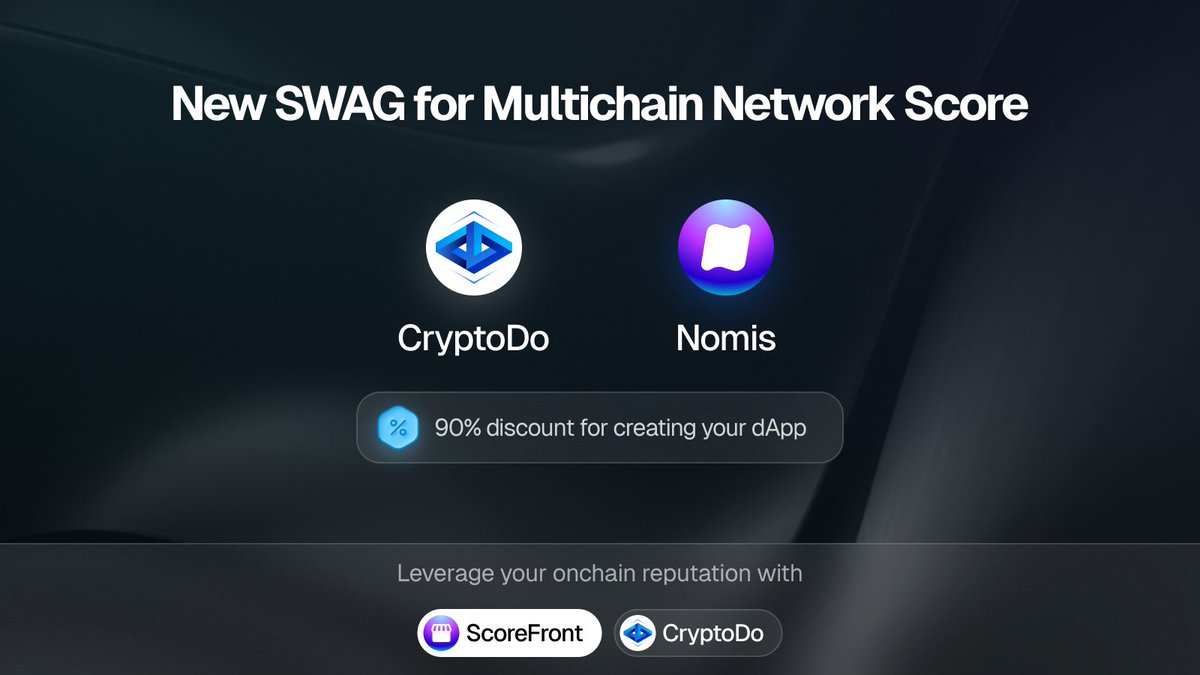 🪂 Dev-airdrops from @Blast_L2, @Optimism etc, showcases the era of BUIDLers! Ain't it the perfect time to become a true #web3 contributor? 1/ 🛠️ Create your dApp with @CryptoDo_app in few clicks and enjoy it at 90% discount from Nomis #ScoreFront 🔗 nomis.cc/scorefront-new…