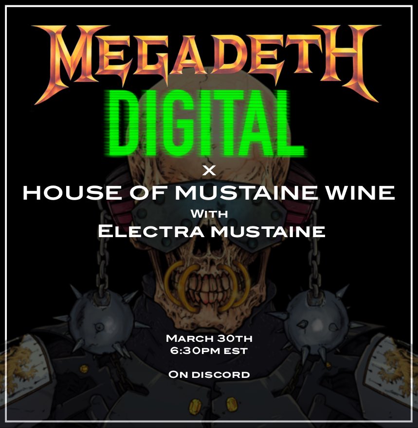 💀HOUSE OF MUSTAINE RAFFLE💀 @electramustaine joins us at 6:30pm est this Saturday March 30th on discord stages to talk all things @HouseofMustaine and to announce the $100 credit raffle winners! So for those Rattleheads that haven’t entered the House of Mustaine raffle, you