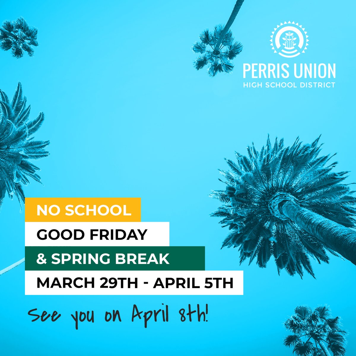 A reminder that there is no school on March 29th for Good Friday, and we will be off April 1st - April 5th for Spring Break. Stay safe, have fun, and see you all back on April 8th!