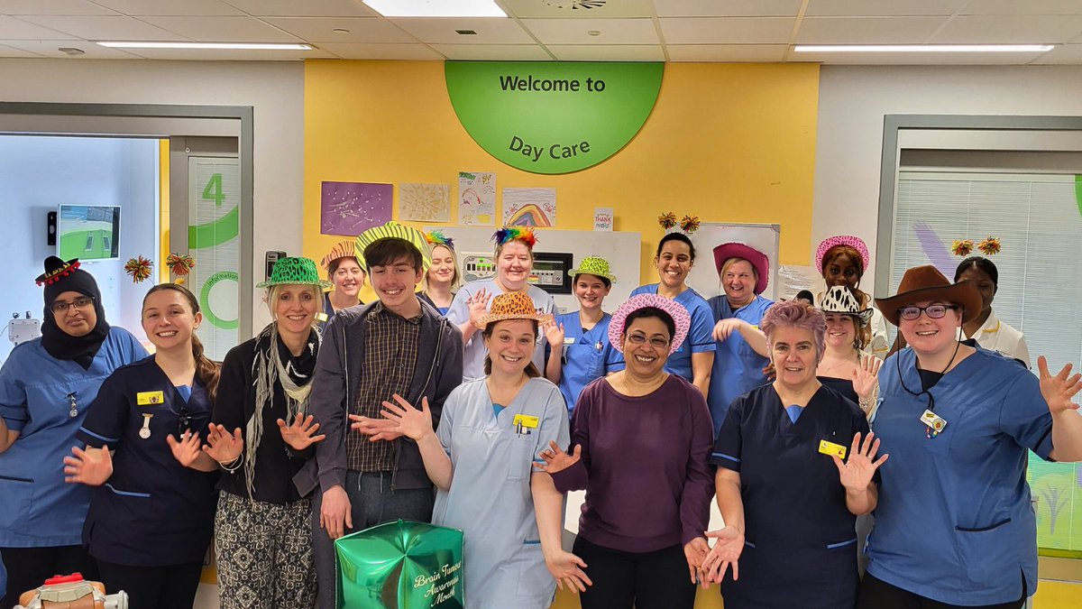 Today is #WearAHatDay for #BrainTumourAwarenessMonth ❤️ Our fantastic oncology team and patients are showcasing their weird and wonderful hats and have been raising awareness throughout the month for our brain tumour patients 💕