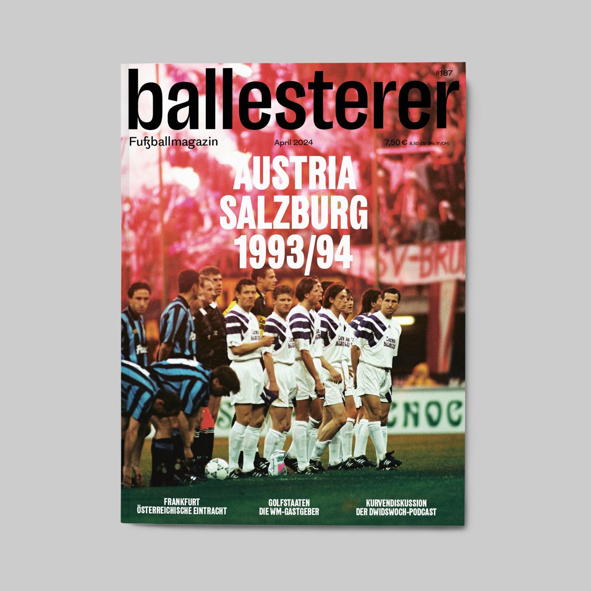 💜🤍 Nostalgiealarm! Wir reisen 30 Jahre zurück in die Europacupeuphorie rund um @AustriaSalzburg. Außenseitersiege, Comebacks, Euphorie im ganzen Land - und ein bittersüßes Ende. ballesterer 187 ab jetzt im Handel und bei uns im Shop. #uefacup #violettweiss #austriasalzburg