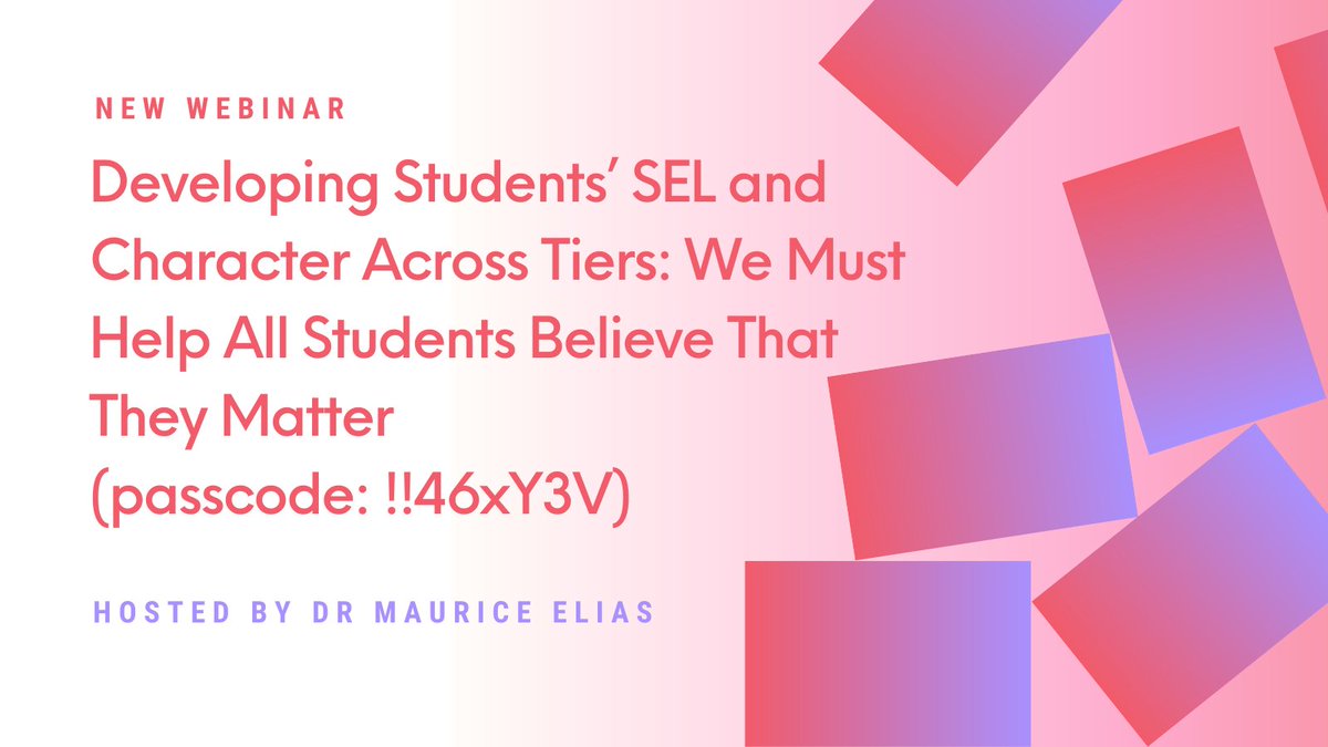 We Must Help All Students Believe That They Matter!
secdlab.org/webinars
#webinar #SEL #Allstudentsmatter @sel4us @sel4nj