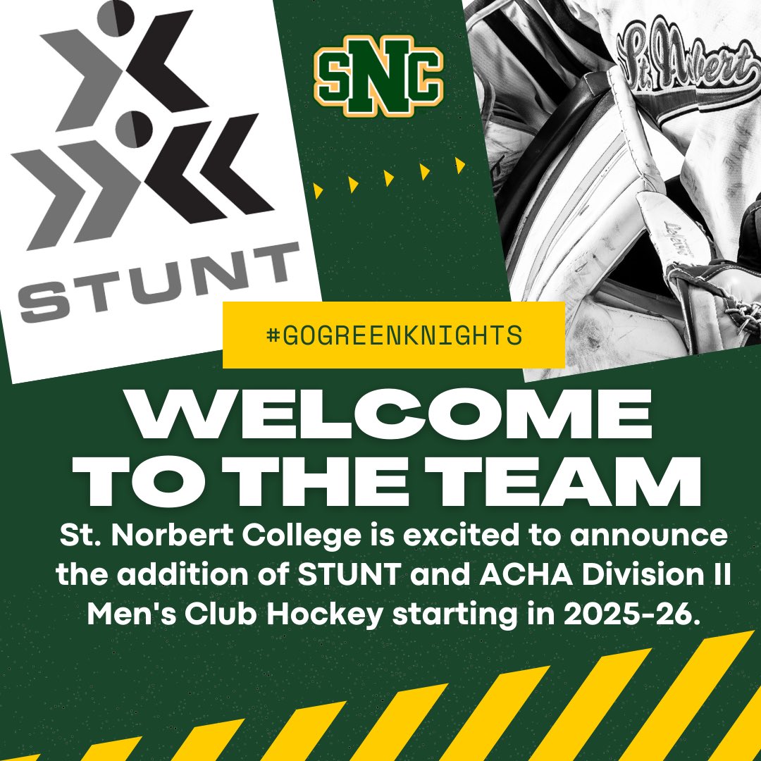 We are excited to officially announce the addition of 2️⃣ new sports teams! STUNT and ACHA Division II Men’s Club Hockey will be added for the 2025-26 athletic year ⚜️ #GoGreenKnights