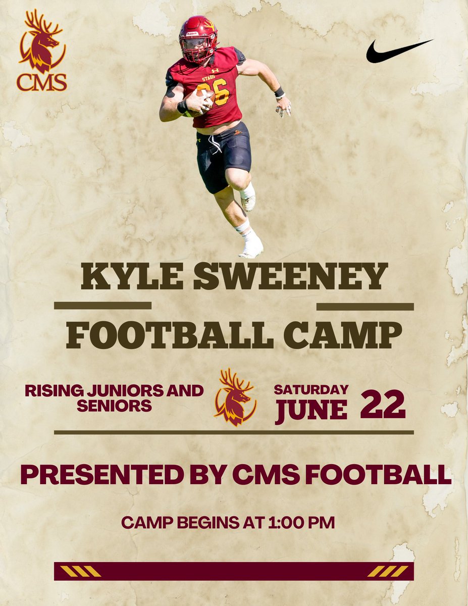 Register Now for the Kyle Sweeney Football Camp! 🚩Claremont McKenna College 📅June 22nd ⏰1:00 PM 🔗info.abcsportscamps.com/cmsfootball