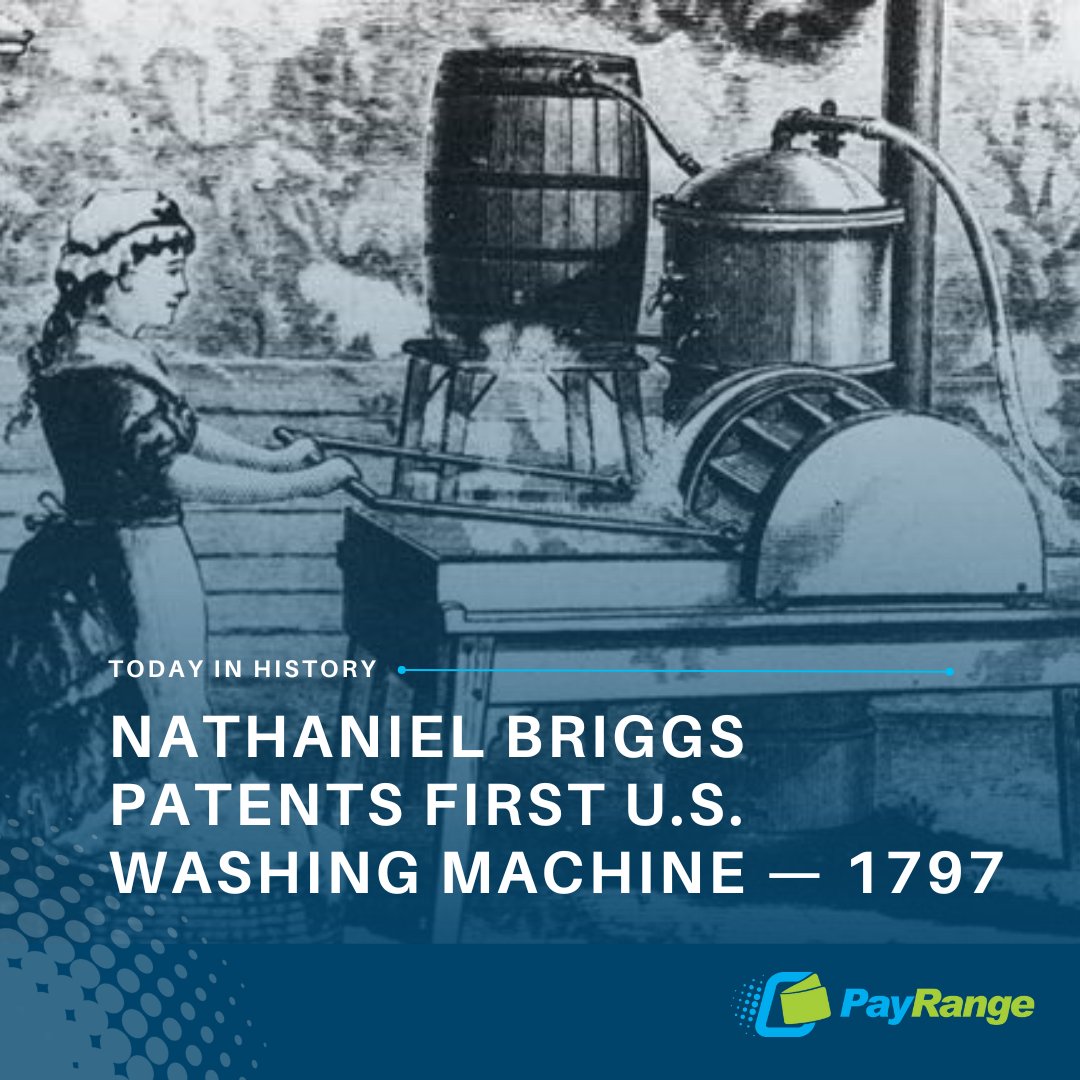 🎉🚀 Today marks a monumental day in the world of laundry! On March 28, 1797, Nathaniel Briggs patented the very first washing machine, paving the way for cleaner clothes and easier laundry days! 🧺💦

#makinghistory #payrange #laundryday