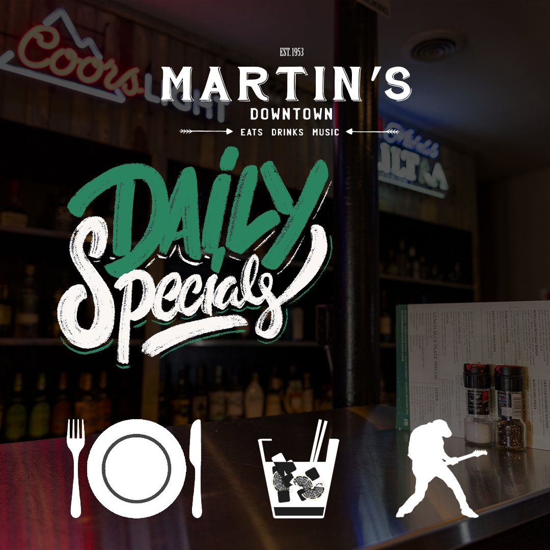 Daily blue-plate specials, nightly drink specials and live music every week – what are you waiting for? Come visit with Martin’s! #ComeHungry #DrinkSpecials #LiveMusic #MartinsDowntownJxn