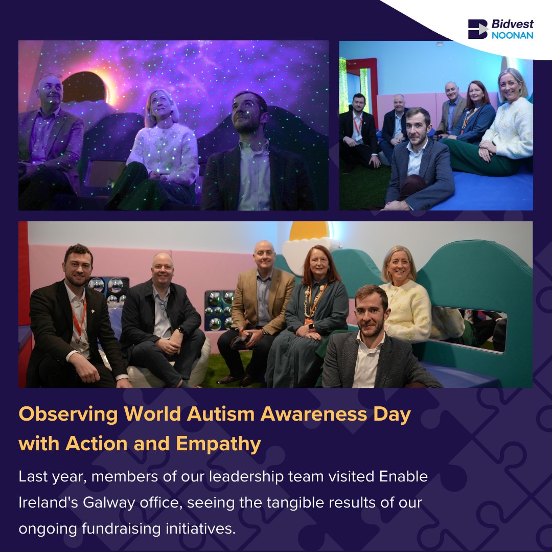 🧩💙Celebrating #WorldAutismAwarenessDay! At @BidvestNoonan, we champion inclusivity & empowerment, highlighting #Awareness, #Acceptance & #Appreciation. Proud of our support for Enable Ireland's sensory room, we remain committed to creating positive impacts.