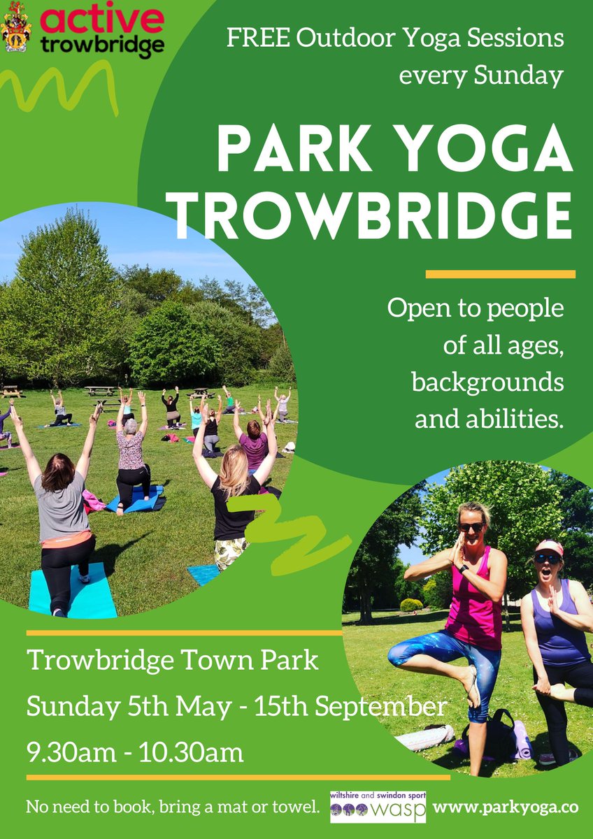 Park Yoga returns on 5th May! 7 Venues Confirmed... Park Yoga Trowbridge: 📍Trowbridge Town Park 📅Sunday 5th May - 15th September 🕞9.30am-10.30am Stay Tuned - More locations to follow! 🧘 @parkyogauk @shecanbeactive_ @Active_Trow @Sport4Wiltshire