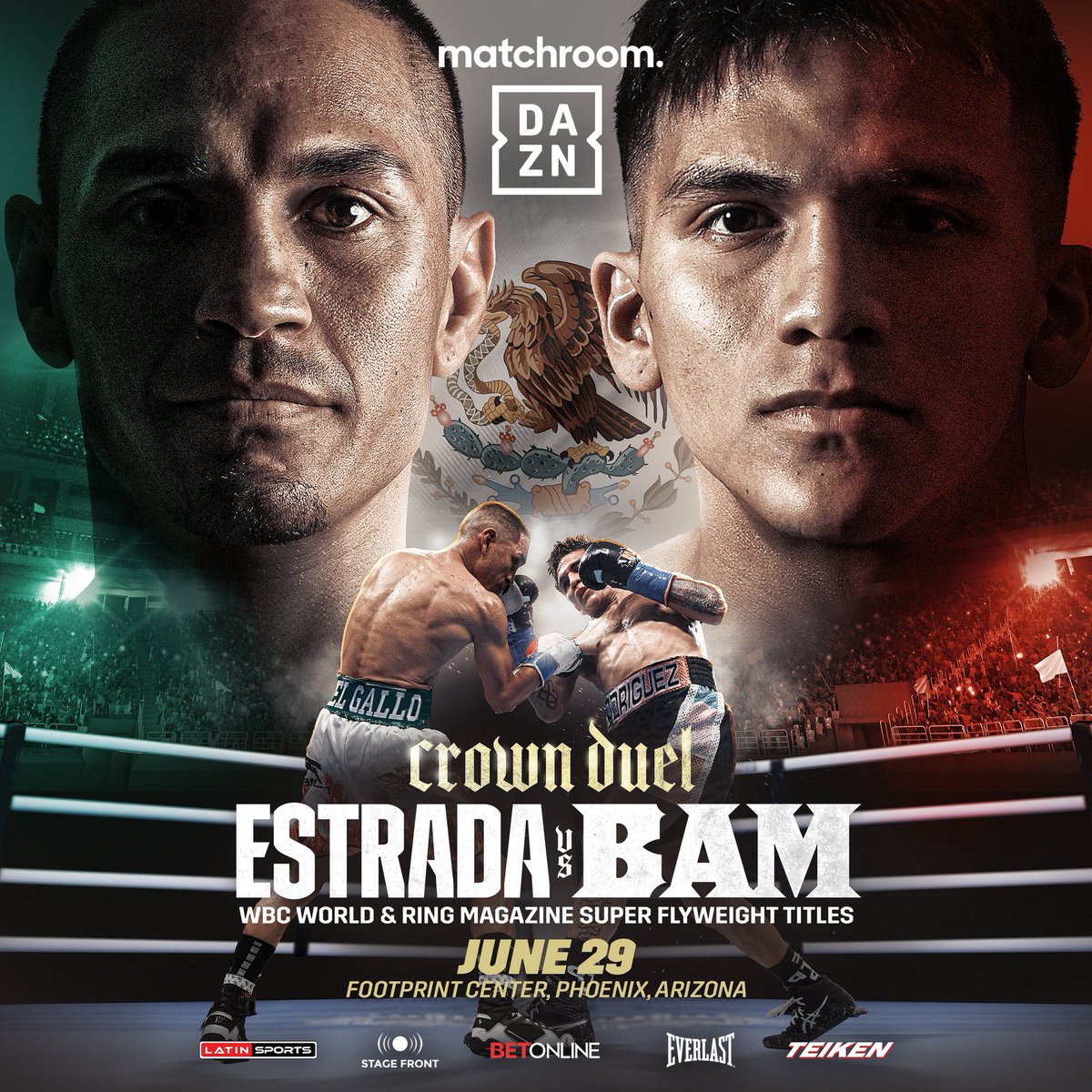 Fight Announced! ☑️ Unified flyweight world champion Jesse 'Bam' Rodriguez will challenge Juan Francisco Estrada for his WBC and Ring Magazine super flyweight titles on June 29 in Phoenix, AZ.

#EstradaRodriguez | #Boxing