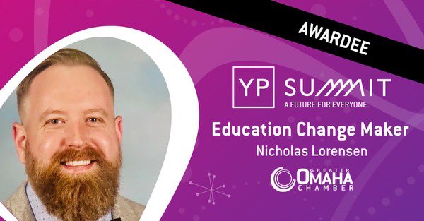 🎉 Congratulations Mr. Lorensen a 3rd grade teacher here @OPS_Springville on his outstanding achievement! 🌟 He has been recognized with the prestigious Education Change Maker Award for 2024 by the Omaha Chamber of Commerce. 🏆 #OmahaYP @OmahaPubSchool