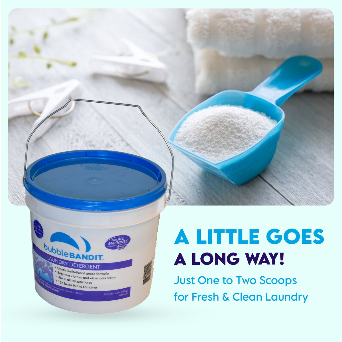 Each tub off Bubble Bandit Powdered Laundry Detergent with natural phosphates washes 250 small loads or 125 large loads of laundry. Wash on!
bit.ly/BubbleBandit-L…

#LaundryAdvice #NaturalPhosphates #LaundryHacks #WhiterTowels #BrighterLaundry