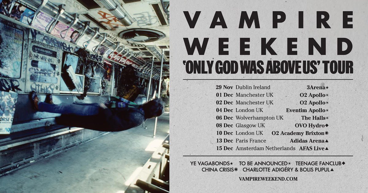 We’ll be supporting Vampire Weekend in Paris and Amsterdam later this year!