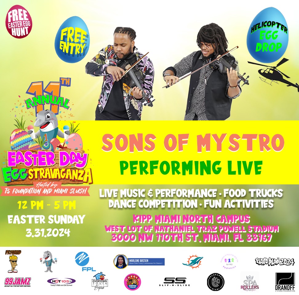 🚨SAVE THE DATE: Sunday, March 31st, 2024 Join us for the 11th Annual #EasterDayEggstravaganza on Sunday, March 31, 2024 – a beloved community celebration brought to you by #TheT5Foundation, #MiamiSlush, #FryHeadMiami