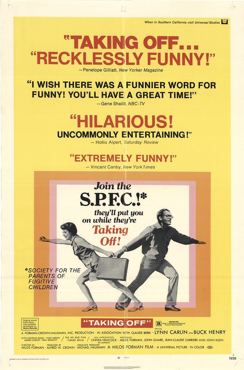 3/28/71: Milos Forman's Taking Off opens wide after Feb MOMA premiere
Starring Buck Henry; look for Ike & Tina Turner, Carly Simon, 'Bobo' Bates
More
-Buck via @mfrushmore: moveablefest.com/buck-henry-tak…
-@Geoff_Andrew: timeout.com/movies/taking-…
-Lippman/@Talkhouse talkhouse.com/the-70s-seen-m…