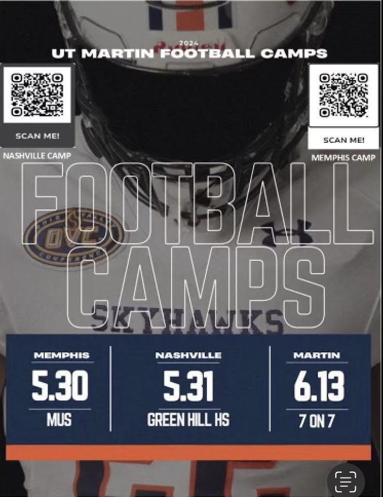 Make sure you get signed up!! Show up and Show out!! 5/30 Memphis Prospect Camp 5/31 Nashville Prospect Camp 6/13 7v7 Camp