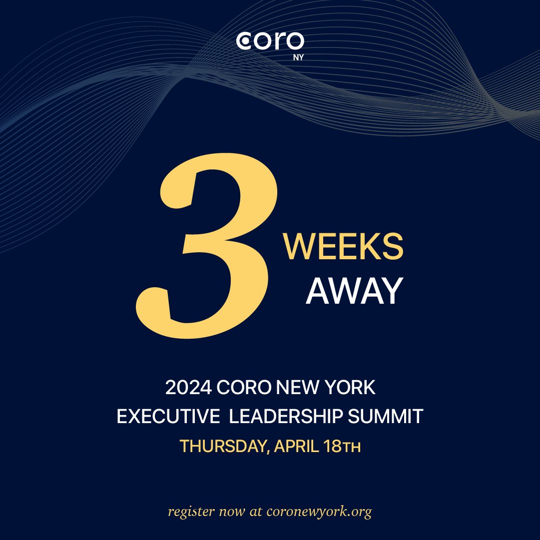 Join the Coro team and Board of Directors on Thursday, April 18th, at the <a href="/FordFoundation/">Ford Foundation</a> for Coro's 2024 Executive Leadership Summit!

🎟️ Individual tickets are now $300.

 Register here: lnkd.in/ehyJtX38
#CoroLeadershipSummit  #40YearsOfTransformativeLeadership