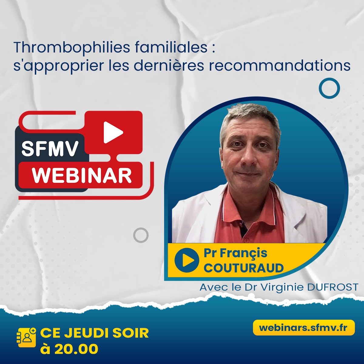 Rien n'arrête un Breton, même pas une tempête, contre vents et marées, le Pr Couturaud sera en direct ce soir pour parler avec vous des thrombophilies familiales et de l'appropriation des dernières recommandations au côté des Dr Virginie Dufrost et dr Lina Khider.