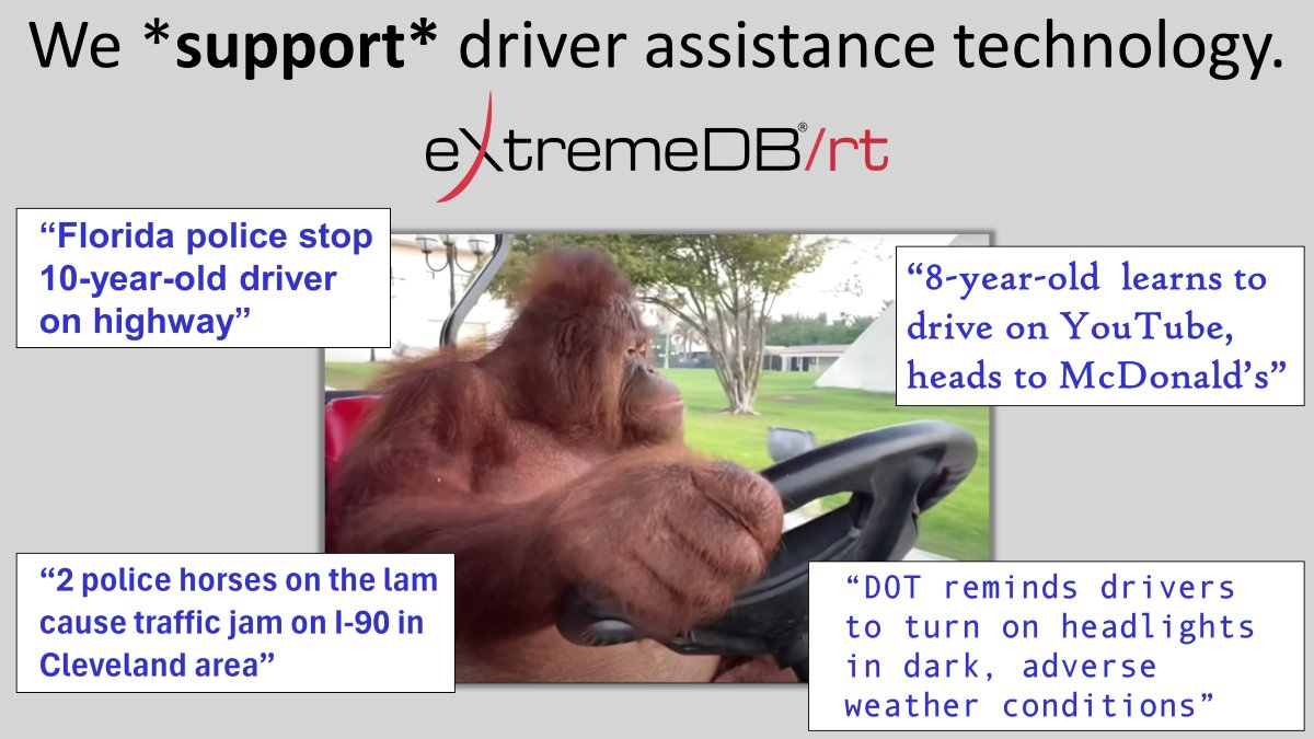 Small, fast, flexible, #eXtremeDB/rt supports all major RTOS and is the only commercially supported deterministic database for advanced driver assistance systems.

Learn more: bit.ly/ADAS-DBMS

#adas #connectedcars #sensordatafusion #rtos