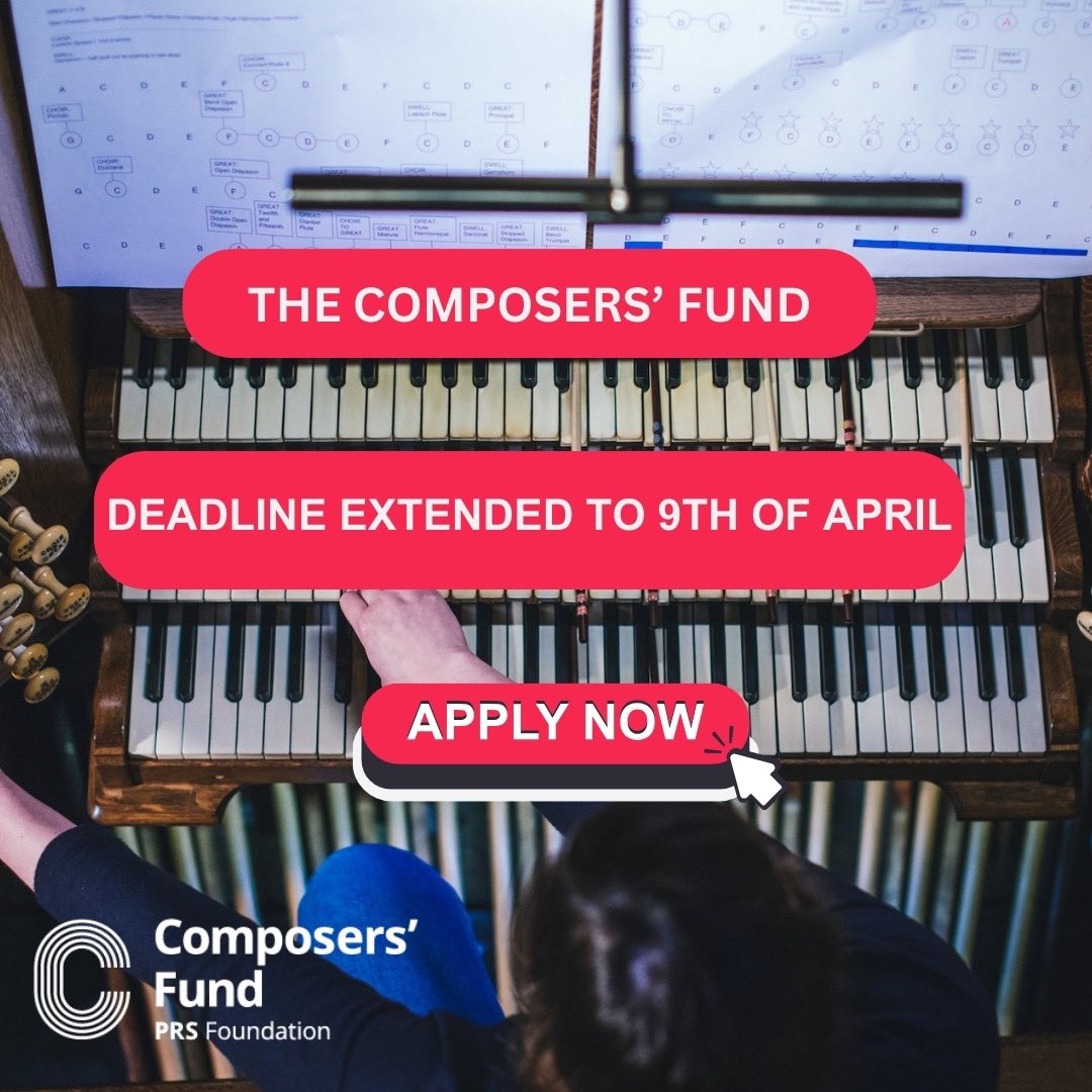 The Deadline for our #ComposersFund has been extended to 9th April The Fund provides a contribution of £8000-15000 to composers at pivotal stages in their careers 🌟 We welcome applications from women & gender diverse writers & producers Apply now ⬇️ prsfoundation.com/funding-suppor…