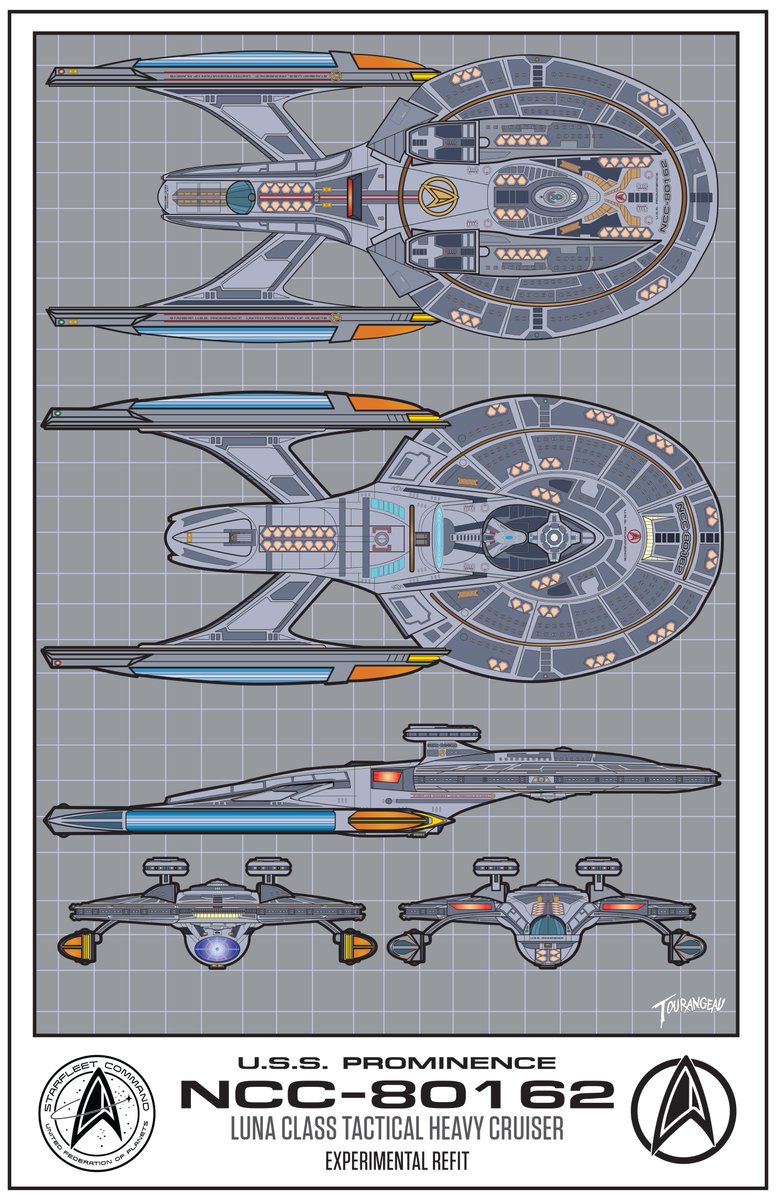 Here is the first part of a commission for Michael Paquette. He  wanted the Terran Empire Luna Class I designed years ago converted into a  Federation Starship.  So here is the USS Prominence a Luna Class  Experimental Refit #commissionsopen #commissions #commissionart #StarTrek