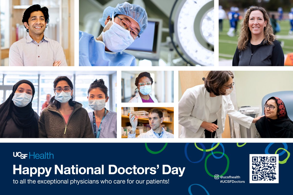 Saturday is #NationalDoctorsDay! Thank you to our doctors for all that you do to advance our clinical care, education, research, and public service priorities. Your dedication, expertise, and unwavering commitment are the foundation of UCSF’s success.