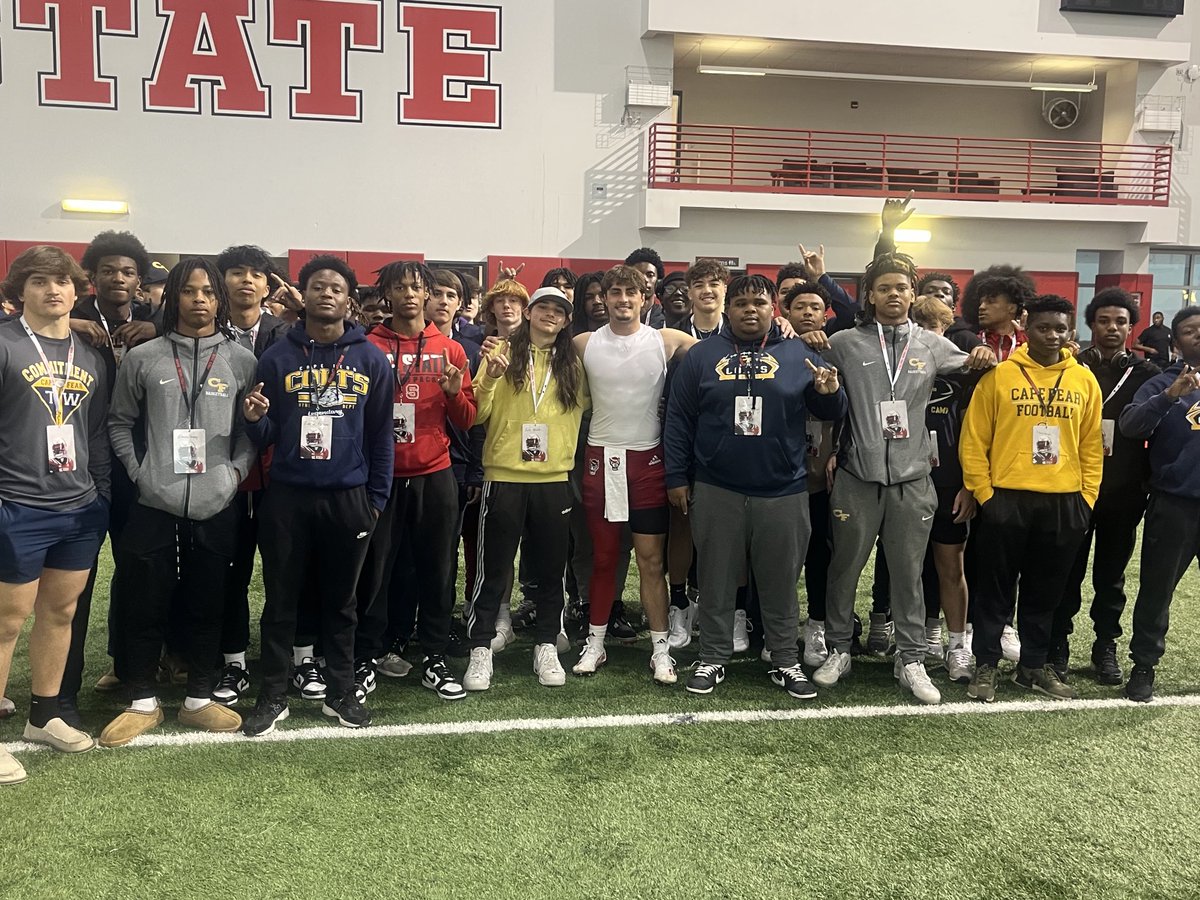Great field trip today to start off spring break! ⁦<a href="/cfhs_football/">CFHS Football</a>⁩ ⁦<a href="/PackFootball/">NC State Football</a>⁩ We even got to see one of our own Cole Wilson!