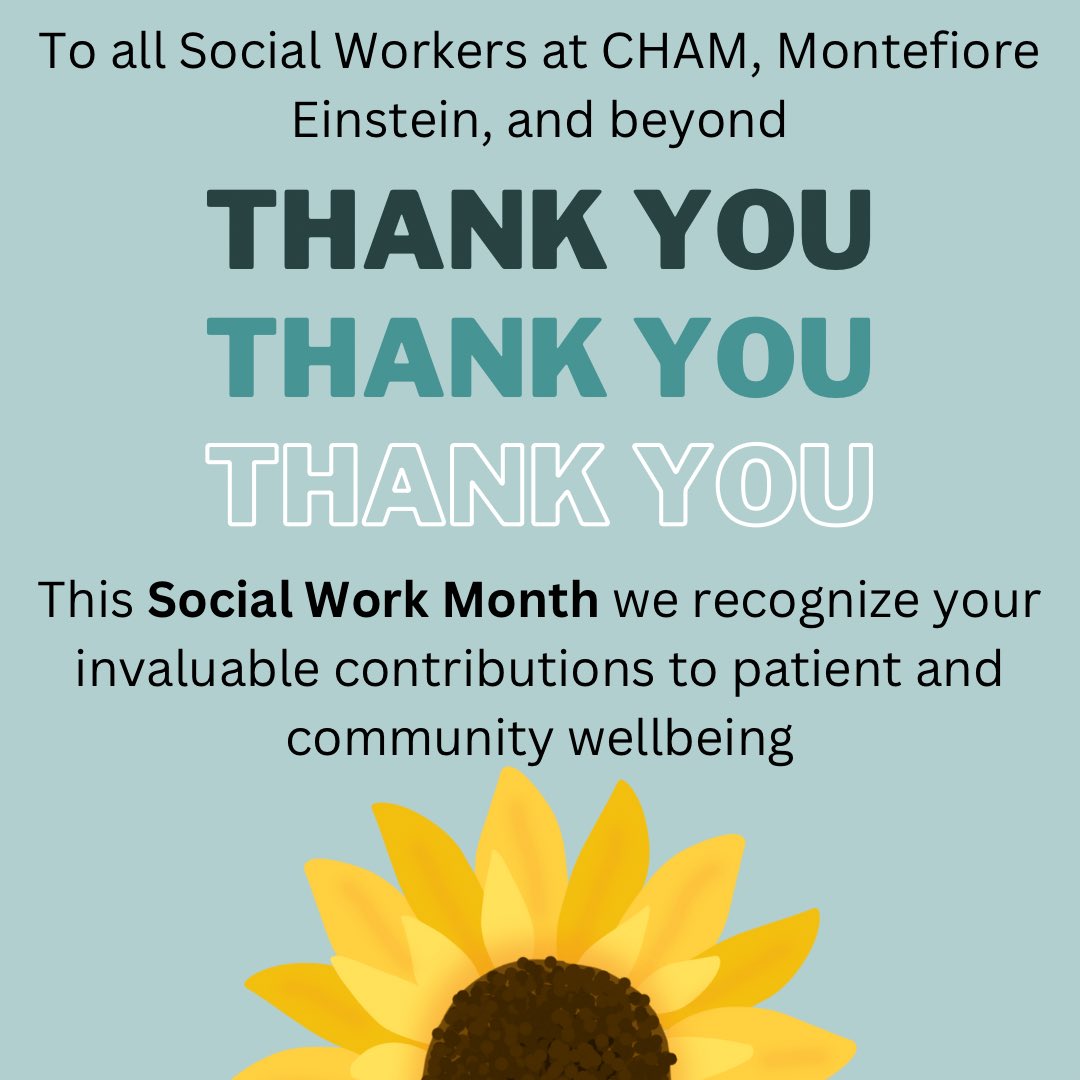 It is #NationalSocialWorkMonth! Here at The Children’s Hospital at Montefiore we are incredibly grateful to the Social Workers who play a pivotal role in patient care throughout our hospital. We could not do this work without them. Thank you! #socialworkmonth #socialwork