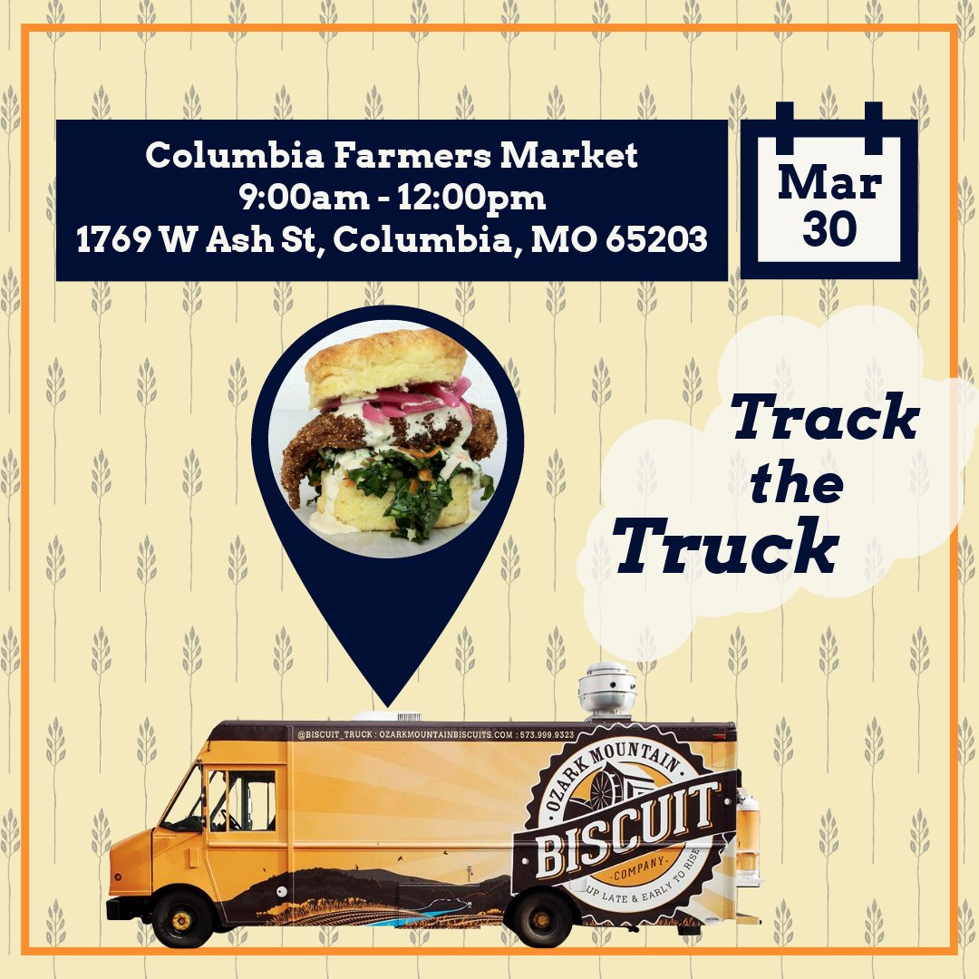 We'll be ramblin' back down to hang out with our friends at the Columbia Farmers Market on Saturday morning. Come on down and get yer biscuit fix while perusing other local purveyors!

#trackthetruck #como