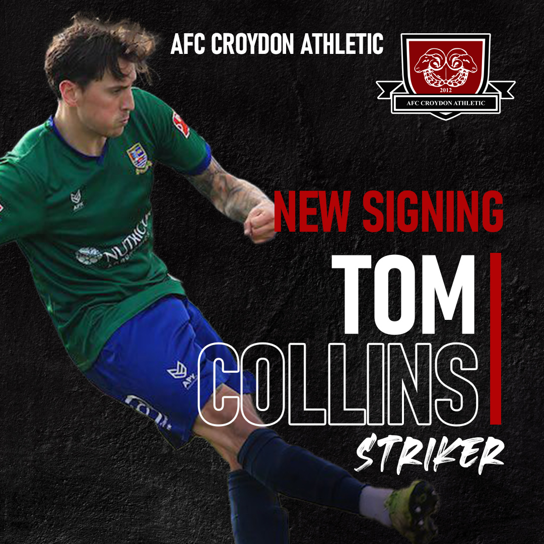 📣 #WelcomeTom to the Rams! ⚽️ Tom Collins joins us from Kingstonian F.C., ready to score big! 🔥 Show some love for our new striker and let's make him feel at home! 🐏💪 #afccroydonathletic #NewSigning #GoalMachine #CroydonPride
