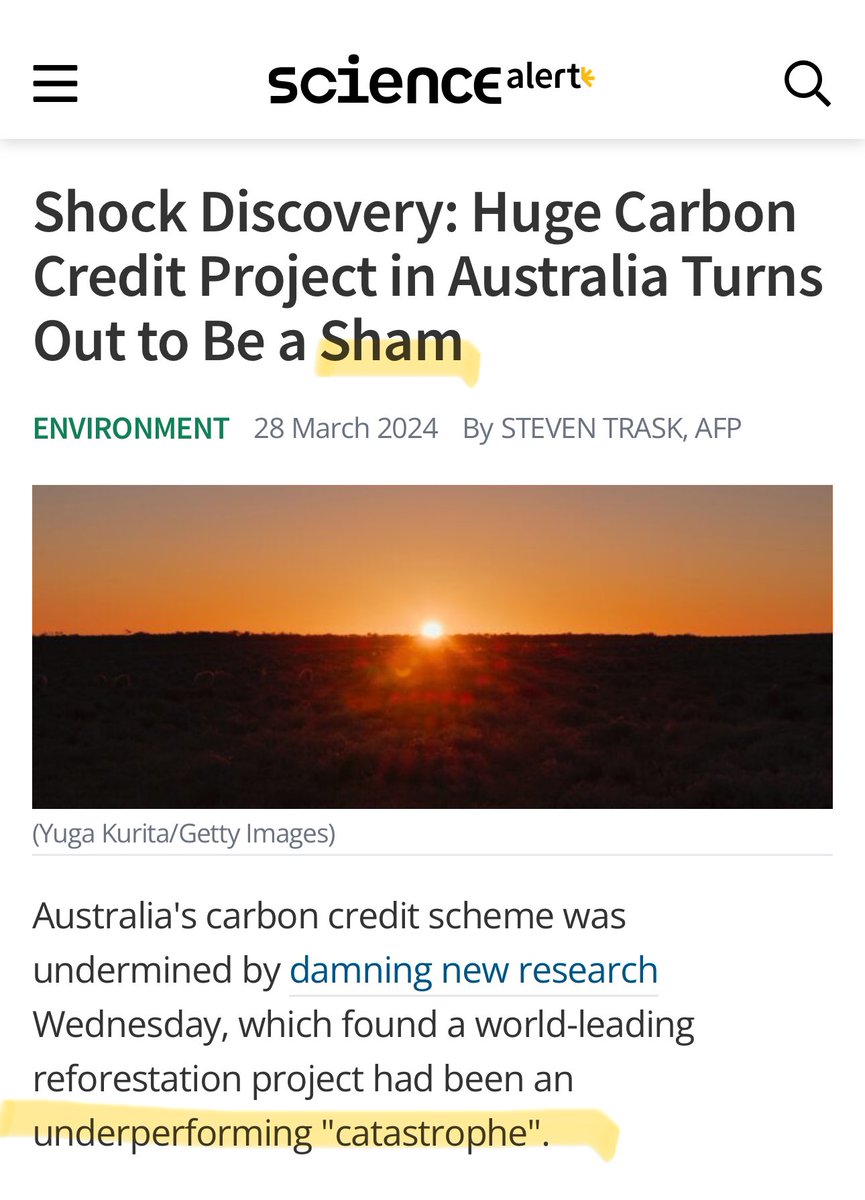 In a shocking turn of events, one of the world’s largest carbon credit scheme’s, turns out to be completely fraudulent. “Vast swathes of land across Australia's desert Outback have been earmarked for native forest regeneration, which is meant to offset emissions as new trees