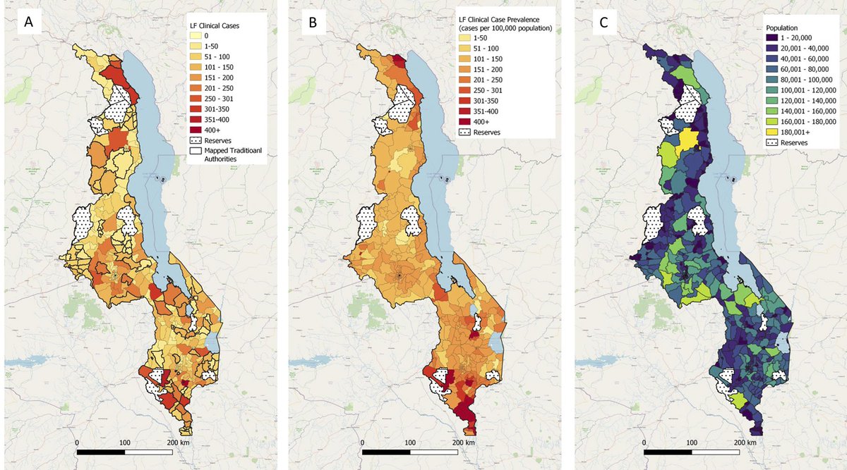 The national distribution of lymphatic filariasis cases in Malawi using patient #mapping and #geostatistical modelling by Barrett et al. in @PLOSNTDs Aid in targeting limited resources and implementing long-term health strategies. doi.org/10.1371/journa…