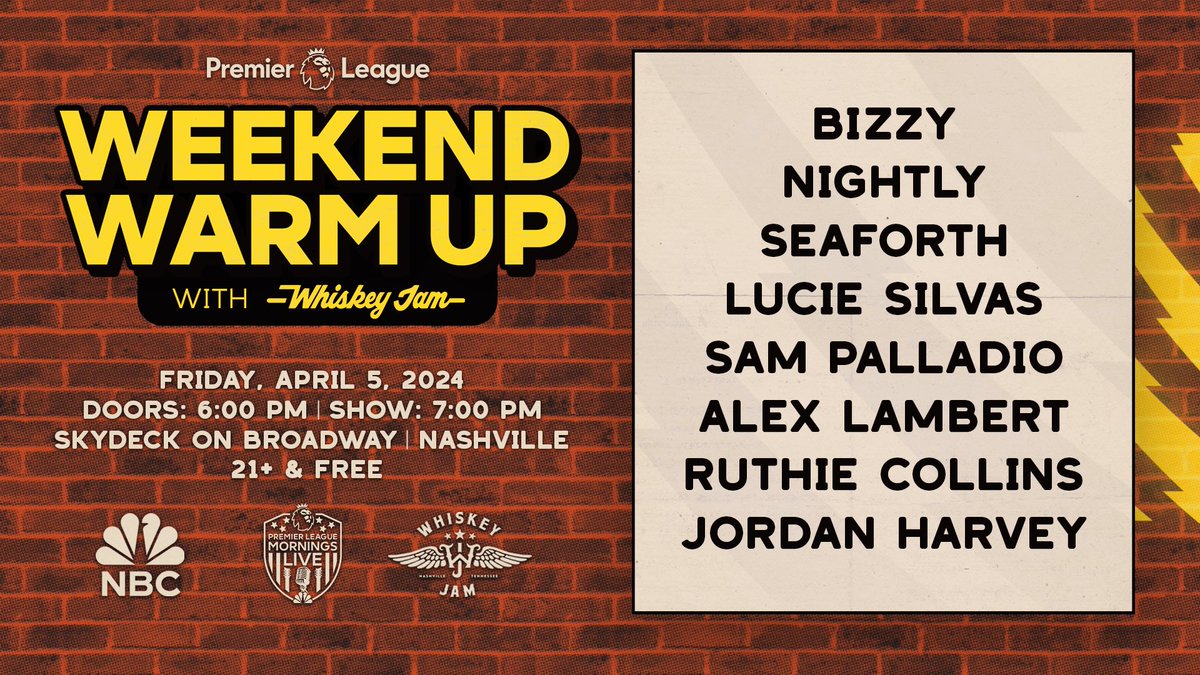 READY TO RIP! Playing the @premierleague weekend warm up with @WhiskeyJam April 5th! If I meet @alanshearer I'll have proper lasagne brain ⚽️ . . @PLinUSA