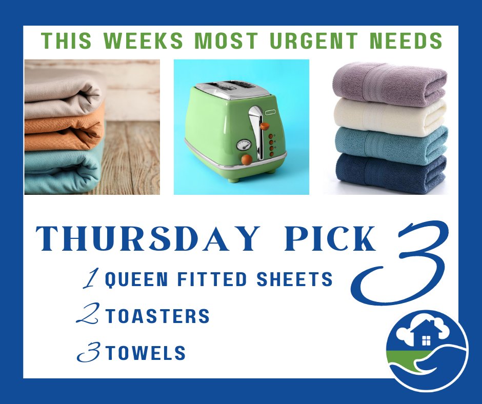 We are excited to see our warehouse full as we roll into April!  Our housewares showroom, however, has some bare shelves.  If you can donate any of these top needs, it would make a big difference to someone who needs it.