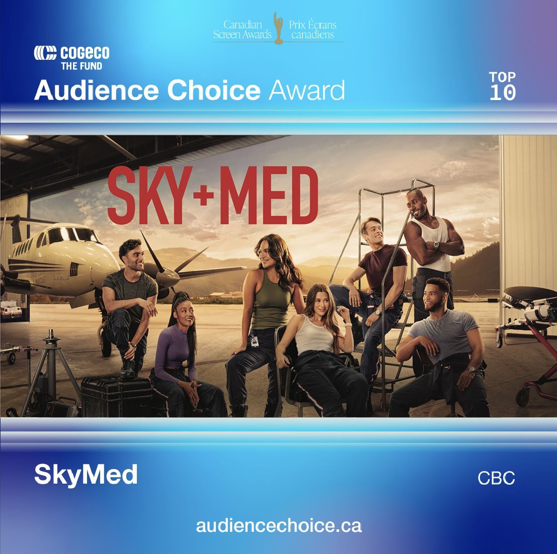 We’re thrilled that #SkyMed is nominated for the Cogeco Fund Audience Choice Award!

Voting for Round 1 is now open at:
audiencechoice.ca

You can vote every day, up to 100x a day!