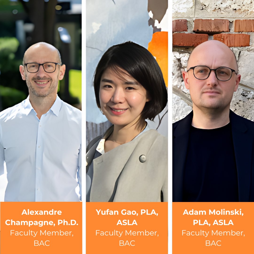 Join the conversation at BAC Talks on April 5, where BAC Landscape Architecture Faculty Alexandre Champagne, Yufan Gao, and Adam Molinski discuss the topic of Change, hic et nunc: Intersection of Three Landscape Architectural Perspectives. Register now! hubs.la/Q02r37Df0