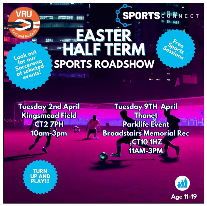More #Free Sports. Please come and find @sportsconnectUK on the 2nd and 9th April. All 11-19 year olds are welcome to join in the #fun #engagement #community @KentPoliceThan @ThanetCSP @canterburycc