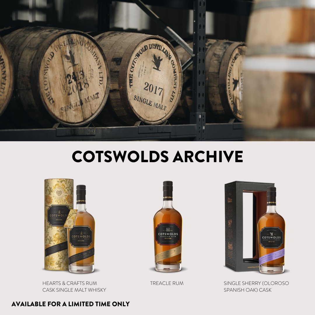 Dive into the past and taste the future with #CotswoldsDistillery as we unveil the #CotswoldsArchive collection in the lead up to our 10-year Anniversary. Available now for a limited time online and at The Cotswolds Distillery in Stourton. bit.ly/3Q3fraL