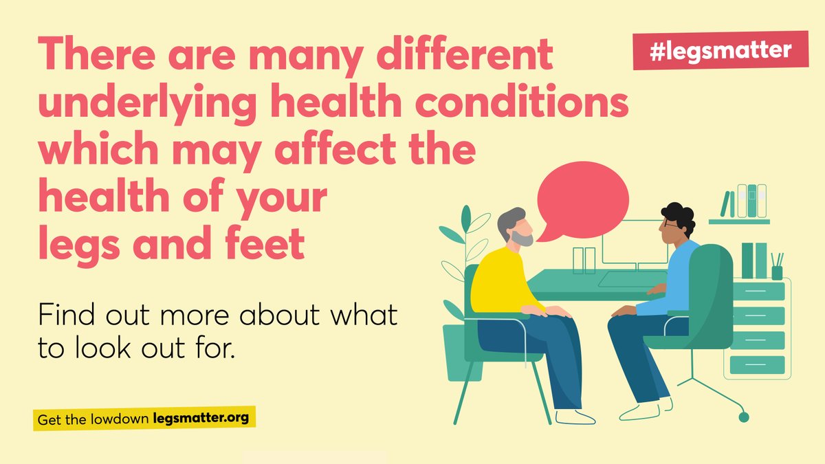 Many different underlying health conditions may affect the health of your legs and feet. Symptoms could include pain, swelling, cramps, numbness, or changes to the shape of your leg. Find out more legsmatter.org/information-an… #varicoseveins #lymphoedema #wounds #venoushypertension