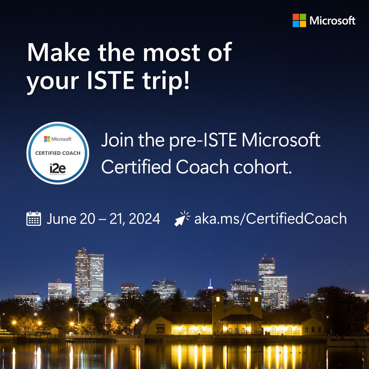 Are you heading to #ISTELive? Join the #i2eEDU Microsoft Certified Coach cohort in Denver a few days earlier! Registration is open so snag your seat today. Have questions? Join our next info session on 4/11 & score a discount on your registration! 🔗 aka.ms/CertifiedCoach…