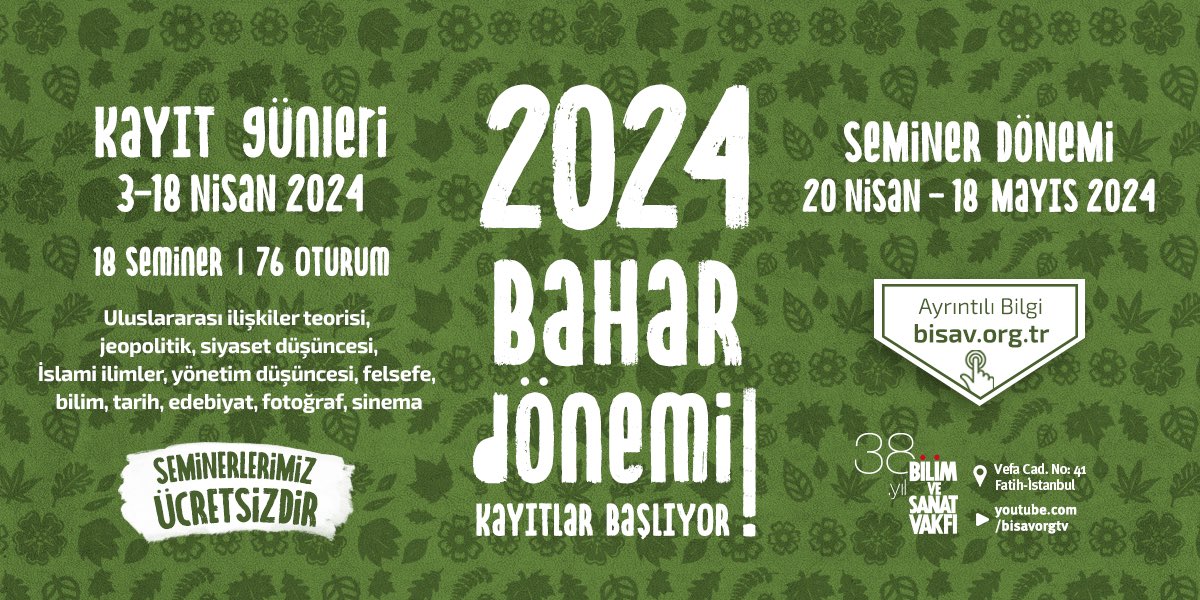 🍀 2024 Bahar dönemi seminerleri başlıyor! 🍀 Seminerlerimizi takip etmek için 3-18 Nisan tarihlerinde kayıt yaptırabilirsiniz. #yakında