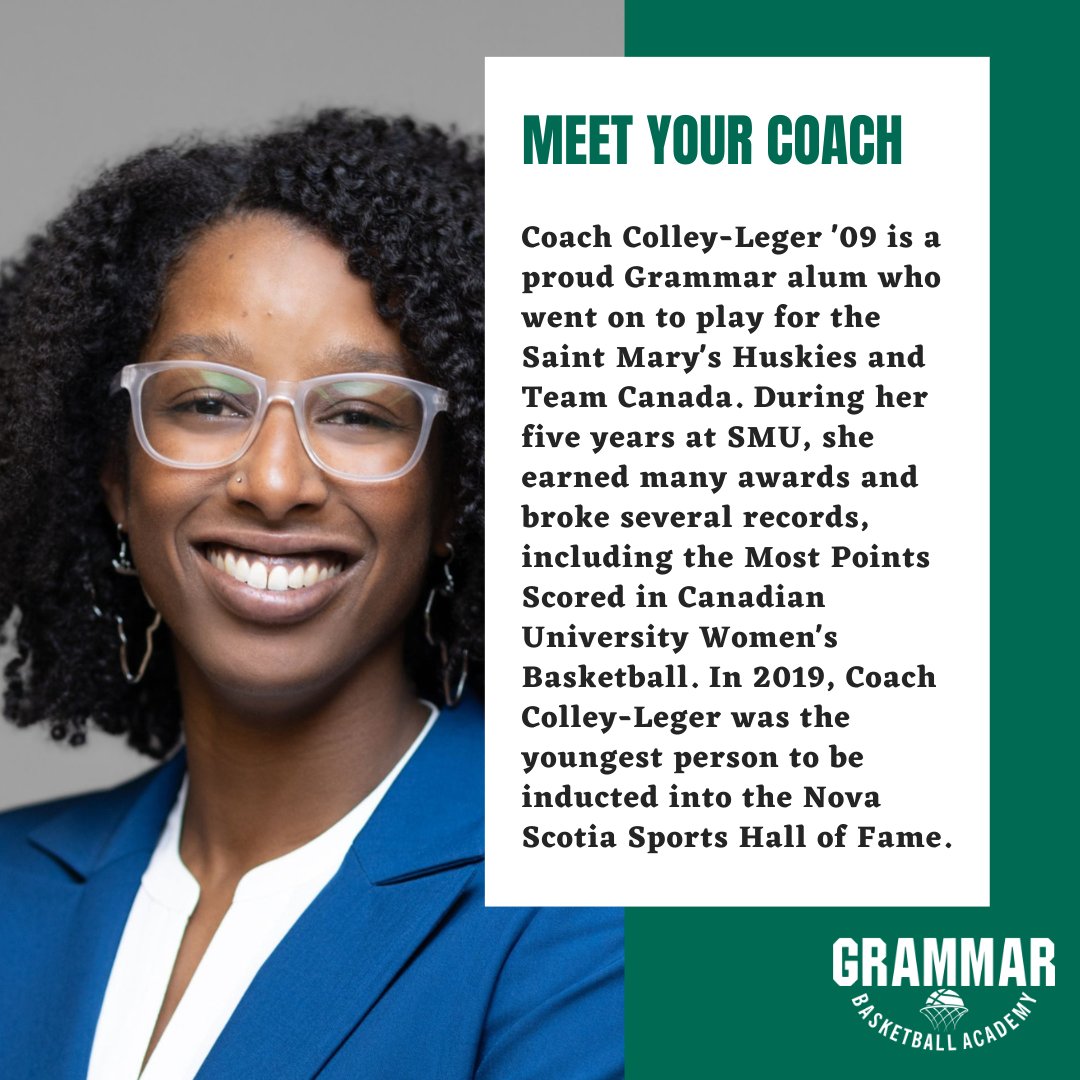 REGISTRATION IS OPEN FOR GRAMMAR BASKETBALL ACADEMY 2024! Coach Justine Colley-Leger '09 invites student-athletes to join her on the court and in the classroom to enhance fundamentals and increase their basketball IQ. Link to register: hgs.ns.ca/athletics/gram…