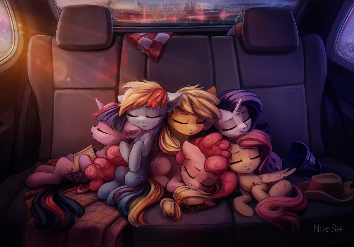 What would you do with a backseat of cute? Artwork is by @NowISee17! inowiseei.deviantart.com/art/Sleepy-hea…