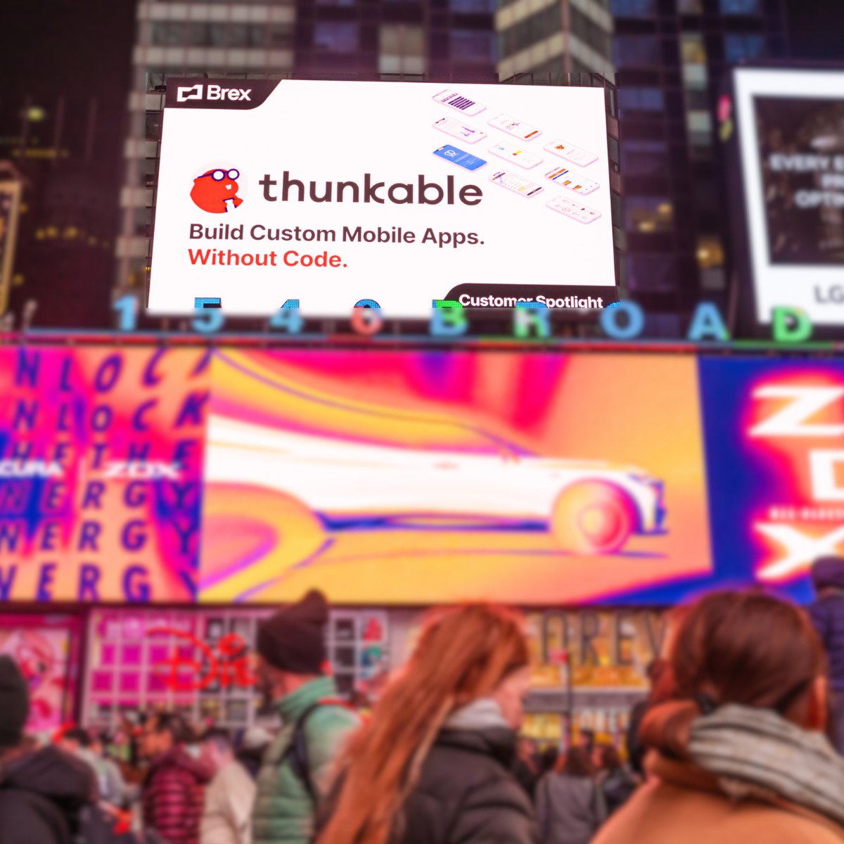 #ThrowBackThursday🗽Last week Thunkable lit up Times Square in NYC with a billboard! We're honored to have our message of democratizing app development shining bright in this amazing location. Thank you to our Creators and everyone who celebrated this amazing milestone with us!