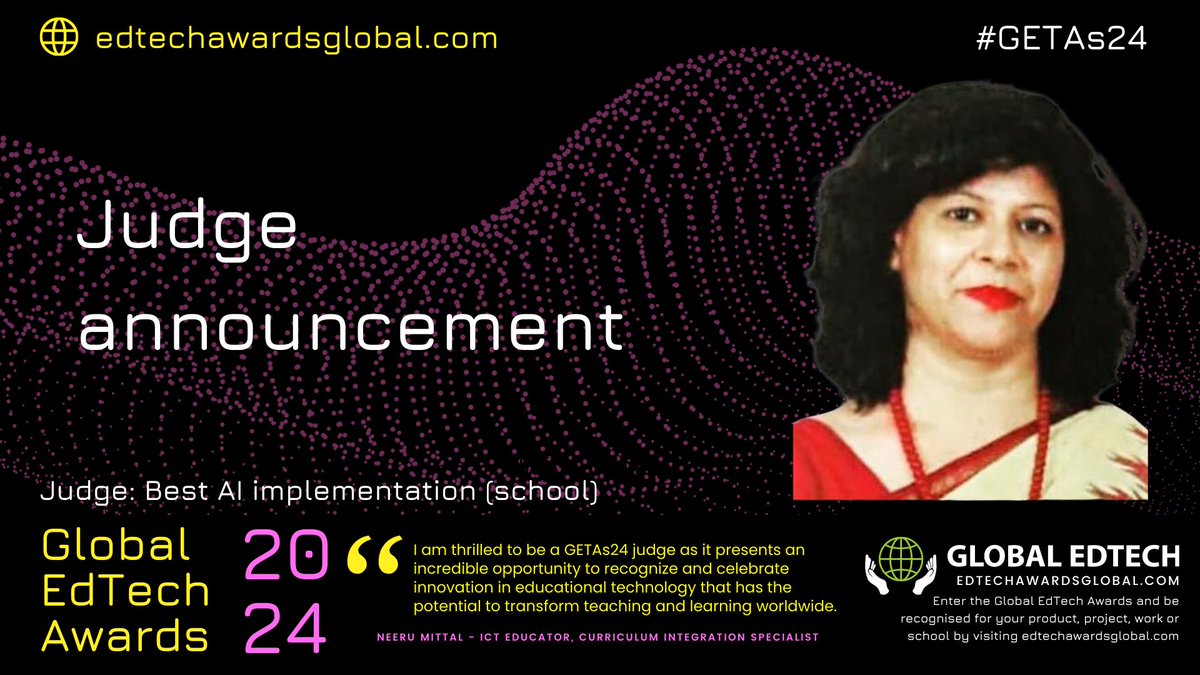 🤖 AI in schools is the future. At #GETAs24, we honour your innovation with anonymous judging. Nominate at edtechawardsglobal.com #AIinEdu <a href="/Activate1M1B/">1M1B</a> <a href="/cbseindia29/">CBSE HQ</a>