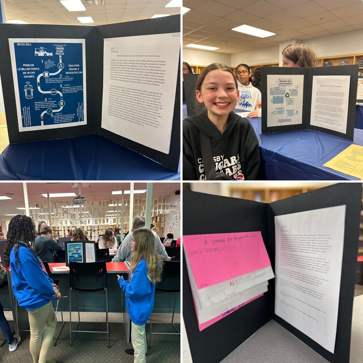 Shout out to Ms. Oros for organizing an AMAZING @ELeducation Solutions Symposium this morning 🎉 Students showcased their research on an innovative solution to a critical problem to their fellow classmates, teachers, parents, and community members.