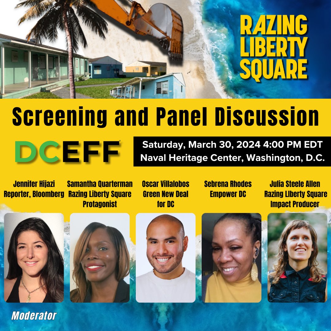 DCEFF 2024 is winding down, but we've still got some powerful programs coming up including Saturday's screening of climate justice doc RAZING LIBERTY SQUARE with @grist & @uproot_project. Use the code RLSEFF to reserve free tickets here: tinyurl.com/RSLEFF