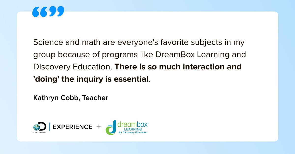 Who knew math and science could be so fun?! ✋ Hi, that would be us! And with DreamBox Math and Reading now joining Discovery Education, we're more excited now than ever to keep working toward that goal every day 📚 Learn more – discoveryeducation.com/info/ignite-ah…